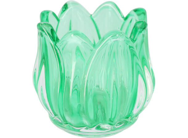 Lysestake glass tulipan telys 7x7cm 6ass Forpk:36stkRosa,gul,oran,rosa,hvit,grønn 