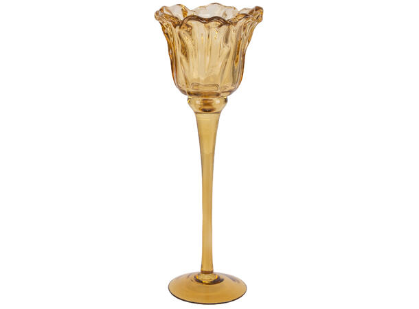 Lysestake m/stett amberbrun 10x28cm Til telys 