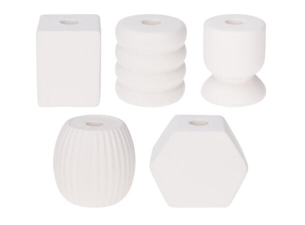 Lysestake minilys hvit keramikk 5ass Display med 20 stk assortert 