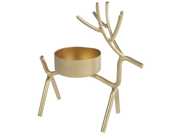 Lysestake reinsdyr gull metall 9x10x4cm Forpk 18stk 