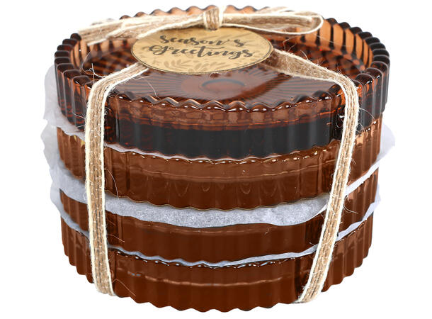 Lysfat 4ass glass 10x10x1,5cm 4stk Forpk 12pk 