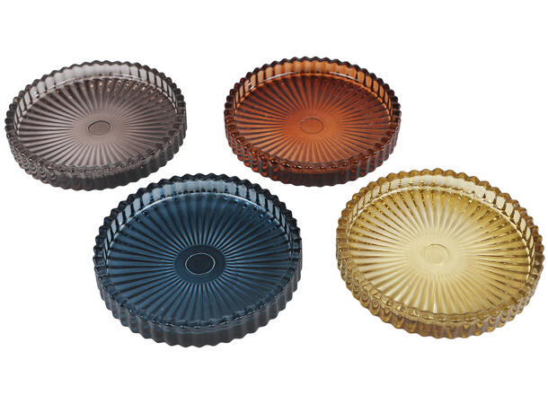 Lysfat 4ass glass 10x10x1,5cm 4stk Kan også brukes som glassbrikke 