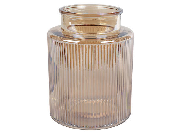 Lysglass Vase stripe amber glass 13x17cm 