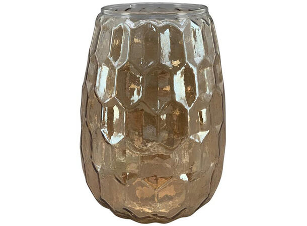 Lysglass gull shiny glass 13x16cm Forpakning: 4stk 