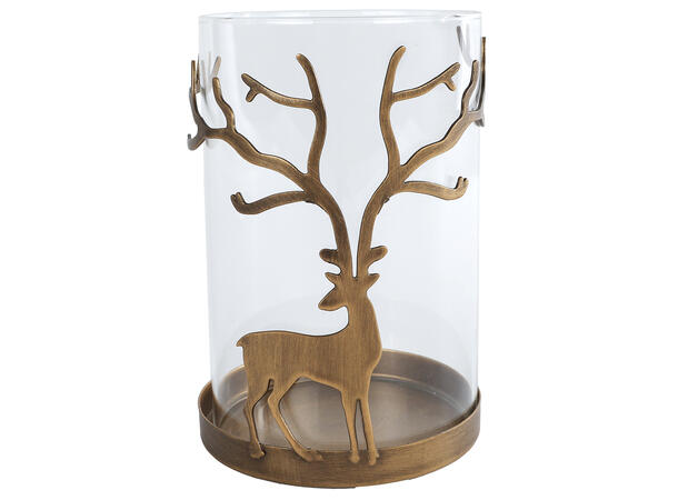 Lysglass hjort brunt metall glass 13,5cm 