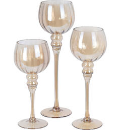 Lysglass pokalsett amber 30,35,40cm s/3