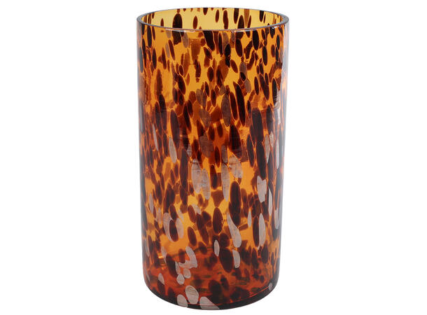 Lysglass vase brunt/gull glass 13x26cm 
