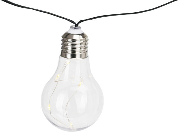Lyslenke Solar 10stk lyspærer m/5 LED 6-8 timer lystid etter opplading 