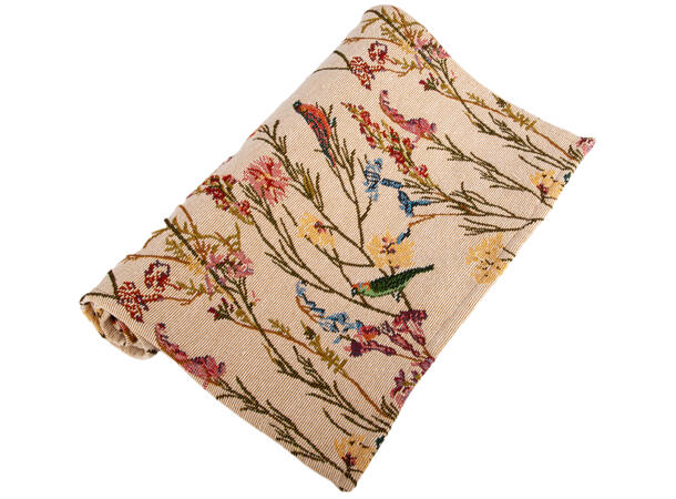 Løper Jaquard fugl krem 33x100cm 40% bomull 60 % polyester 
