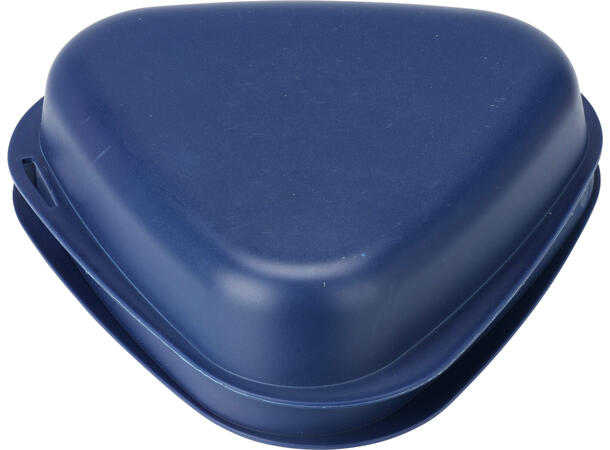 Matboks 19,5x19x6,5cm + bestikk 3ass s/4 PP-materiale blå,oker,grå 