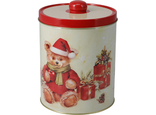 Metallboks Jul bamse rund12,5x15,5cm Forpk 12stk 