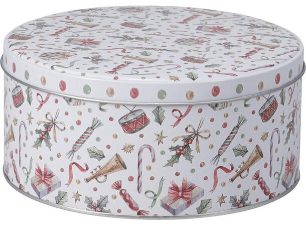 Metallboks Juledesign rund s/3 Forpk 12sett 20x9cm 17x8cm 13x7cm 