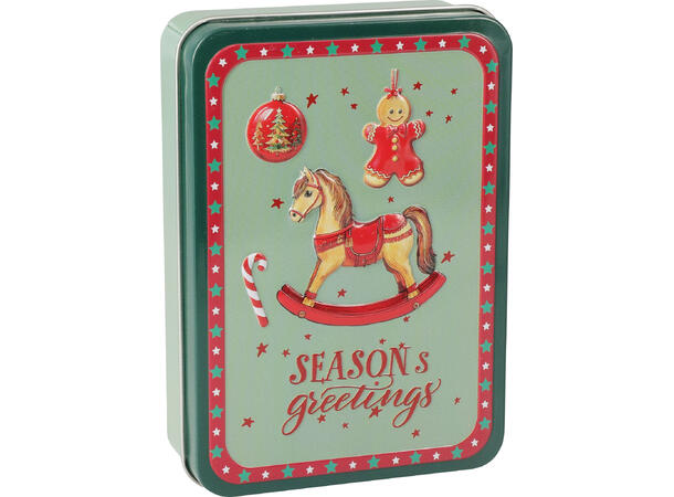 Metallboks Julemotiv 13x9x4cm 4ass Display 16stk 