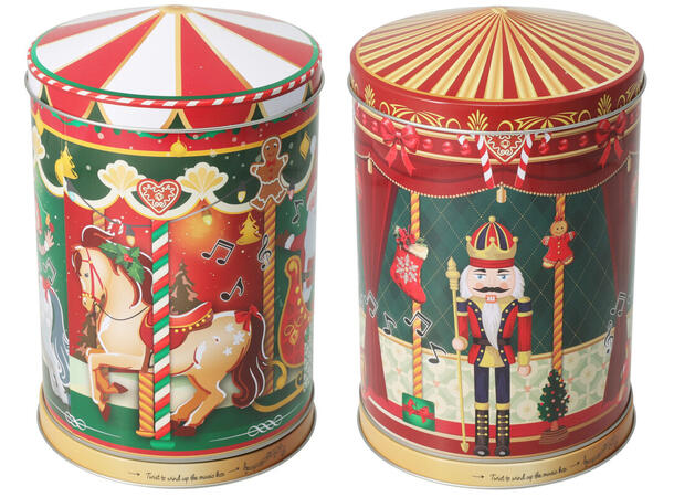 Metallboks spilledåse jul 13x20cm 2ass Forpk 6stk Vekt 277gr 