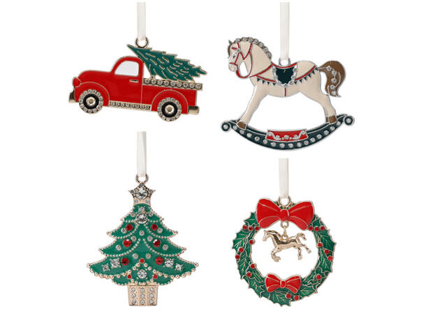 Metalldekor juledesign m/bånd 4ass Display 24stk 