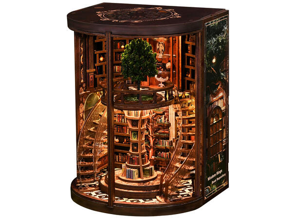 Mini hus DIY Visdommen 13,5x16,5x21cm MDF, papir, stoff. LED lys, uten batteri 