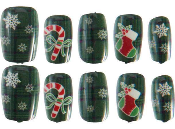 Negler pynt juledesign 10 stk/sett 8ass 48 sett i display. Med lim, pinne etc 