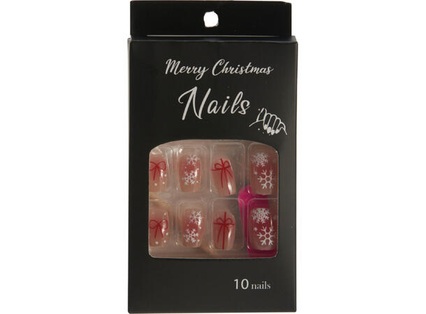 Negler pynt juledesign 10 stk/sett 8ass Display 48sett Med lim pinne etc 