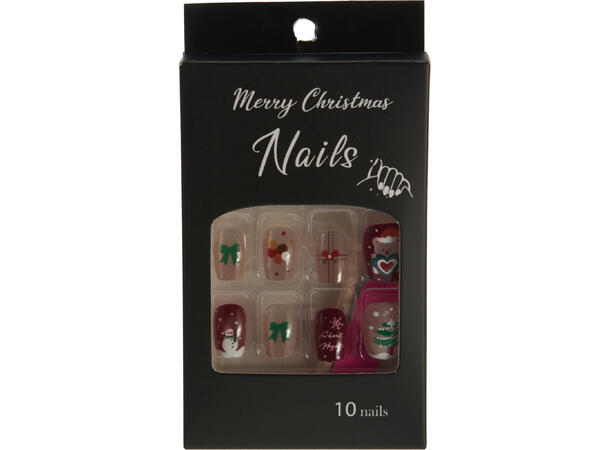 Negler pynt juledesign 10 stk/sett 8ass Display 48sett Med lim pinne etc 