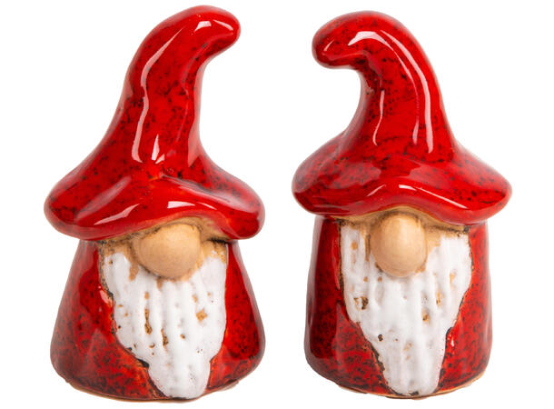 Nisse spiss lue rød keramikk 5x8,4cm 2as 
