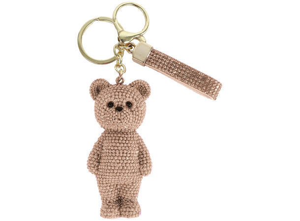 Nøkkelring teddybjørn glitter gull 14cm Forpk 6stk Polyresin 