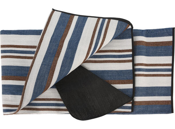 Pledd picnic stripet grå/blå PE 150x200 Med håndtak 