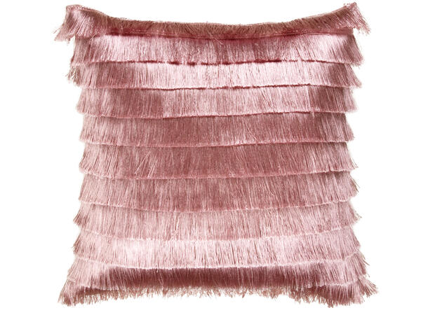 Pute 45x45 m/trekk frynser rosa Pute fjær/dun 780gram fyllvekt 