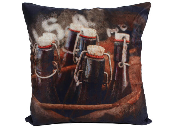 Pute m/fyll Bar/flaskemotiv 40x40x15cm 