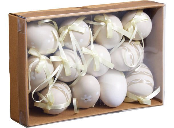 Påskeegg naturfarger 6cm 12stk Polystyren 