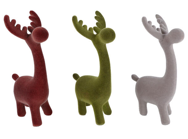 Reinsdyr brent/grønn/taupe 19x6x12cm Forpk 18stk Polyester PE 