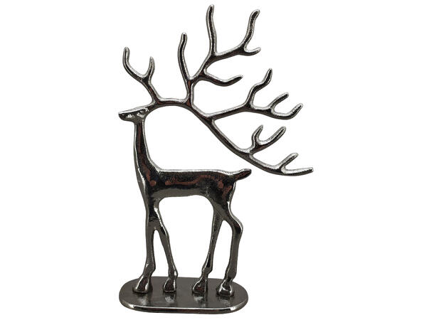 Reinsdyr stående grålig metall 26x8x39cm 