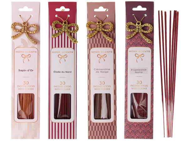 Røkelsespinner 30stk m/holder 4ass Display 12stk Burgunder Rosa Lilla Hvit 