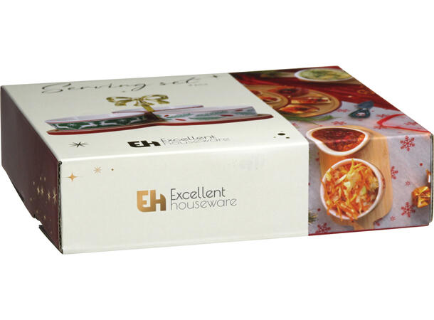 Serveringssett Jul 3 skåler m/håndtak Skål: 8,5x4cm Høyde: 20cm Dia: 18cm 