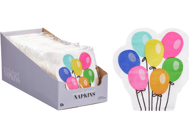 Serviett Ballong 33x33 ass farger Forpk 40pk Lunsjserviett à 20stk 2-lags 
