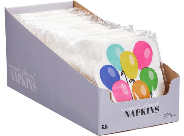 Serviett Ballong 33x33 ass farger Forpk 40pk Lunsjserviett à 20stk 2-lags 