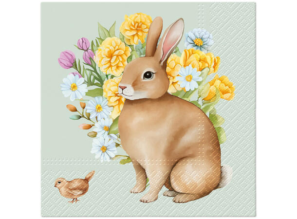 Serviett Hare påskeblomst Lunsjserviett 20 stk 3-lags 33x33cm 