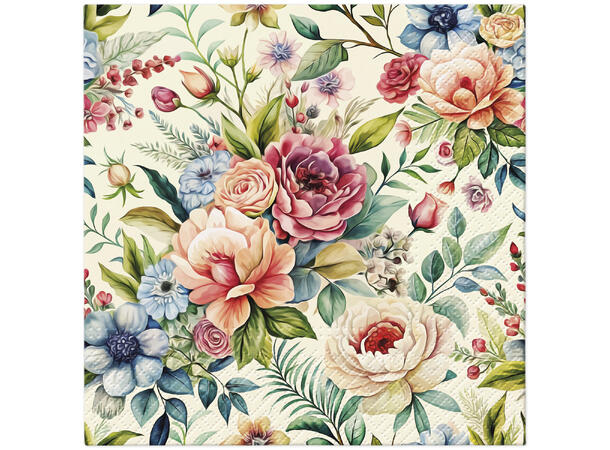 Serviett Rustikk blomst Lunsjserviett 20 stk 3-lags 33x33cm 