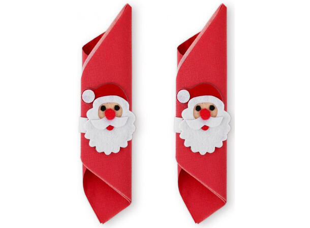 Serviettring nisse rød/hvit filt s/2 Polyester 