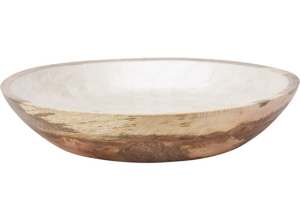 Skål mangotre m/beige emalje 30x7cm 
