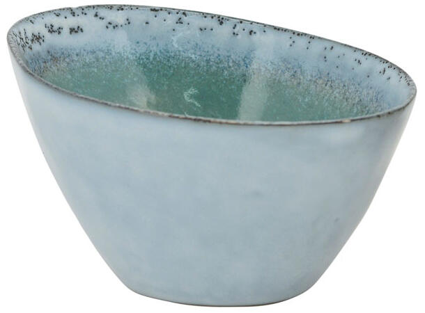 Skål skrå gråblå keramikk 15x12,5x9cm Volum: 0,93 l. Oppvaskmaskin og mikro 