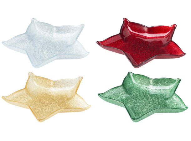 Skål stjerne d:21cm 4ass farger Forpk 8stk Vekt 320gr 