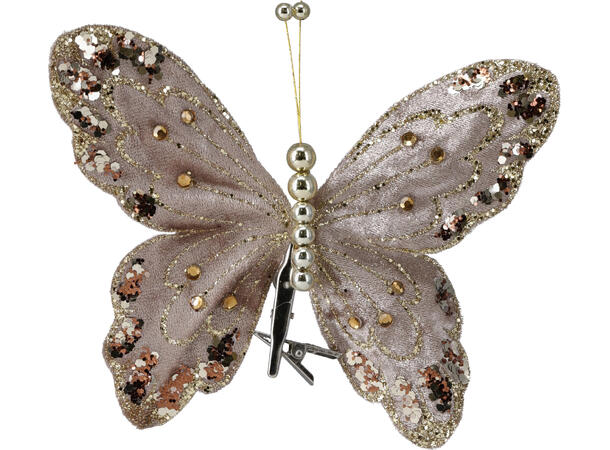 Sommerfugl m/klype 2stk 18x12cm 3ass Beige Brun 