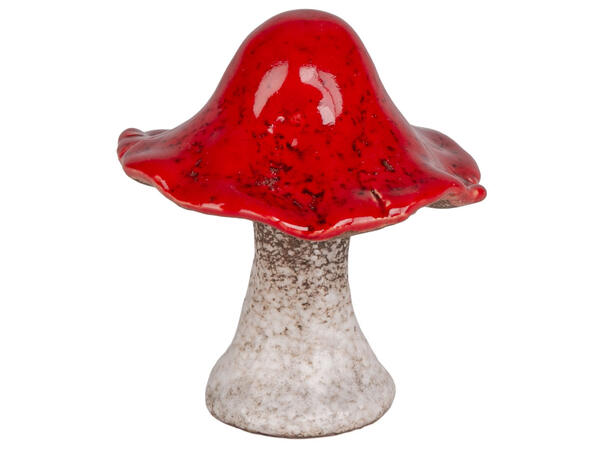 Sopp antikkhvit/rød keramikk h:7cm 