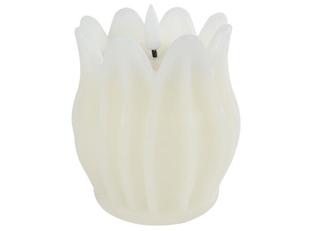 Stearinlys krem Tulipan LED 9x11cm Batteri:2xAA ikke inkludert 