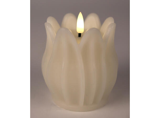 Stearinlys krem Tulipan LED 9x11cm Batteri:2xAA ikke inkludert 