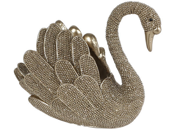 Svane glitter gull polyresin 16x8x13cm 