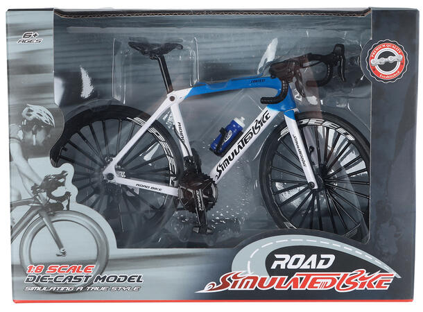 Sykkel racer hvit, blå, sort 20,5cm 3ass 