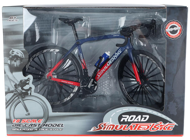 Sykkel racer hvit, blå, sort 20,5cm 3ass 