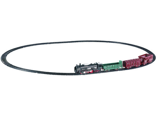 Togbane m/lys lokomotiv 3 vogner 45cm Totalt 16deler 