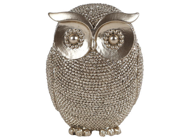 Ugle stående gull polyresin 8x8x10cm Forpakning: 12stk 